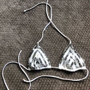 White Sequin Bikini Top